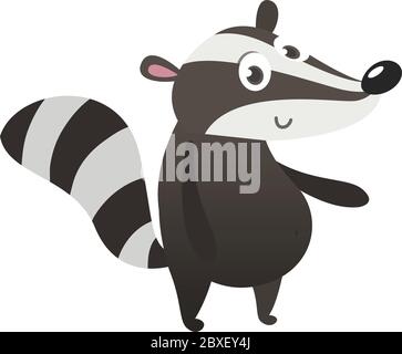 Cute cartoon badger illustrated. Vector badger icon flat design Stock Vector