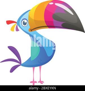 Toucan cartoon. Vector icon of toucan bird. Exotic colorful bird illustration Stock Vector