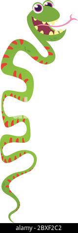 Happy green snake cartoon vector illustration Stock Vector