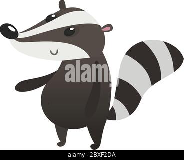 Cute cartoon badger illustrated. Vector badger icon flat design Stock Vector