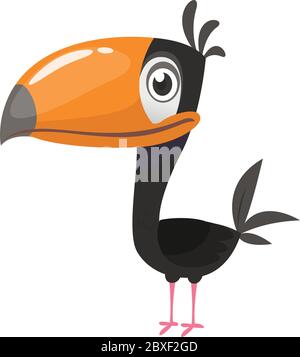 Toucan cartoon. Vector icon of toucan bird. Exotic colorful bird illustration Stock Vector