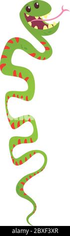 Cute baby snake cartoon illustration. Flat design Stock Vector