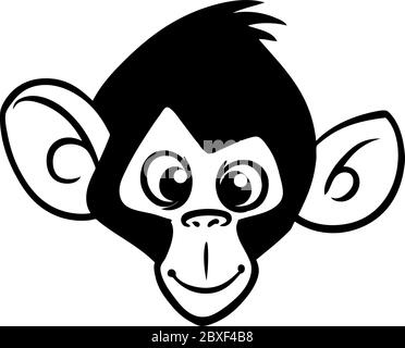 Cartoon funny chimpanzee monkey outlines. Vector illustration of monkey ...