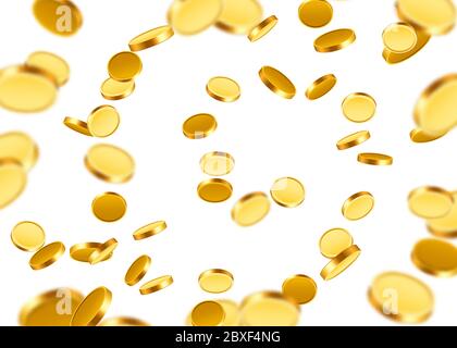 Realistic gold coins explosion isolated on transparent background ...