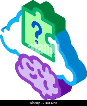 brain puzzle isometric icon vector illustration Stock Vector