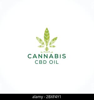 CBD Oil drop and Cannabis leaf logo Stock Vector