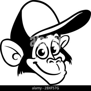 Cute cartoon monkey chimpanzee. Vector illustration of a monkey outlines. Design for coloring book Stock Vector