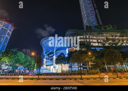 Orchard Road, Singapore -  July 15, 2019 : Singapore night city skyline at ION Orchard shopping mall Stock Photo