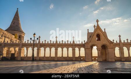 Budapest Hungary, city skyline sunrise at Fisherman Bastion Stock Photo