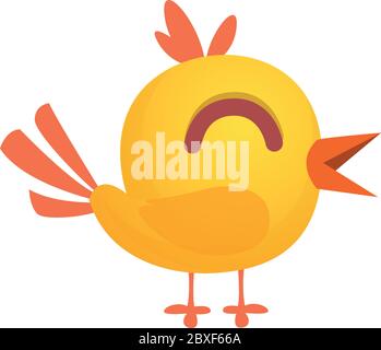 Funny cute bird cartoon. Vector illustration of forest baby bird. Bird flat icon design Stock Vector