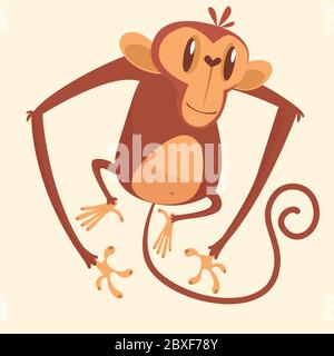 Cute cartoon monkey chimpanzee character. Wild forest animal collection. Baby education. Isolated on white background. Flat design. Vector illustratio Stock Vector
