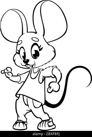 Illustration of a dancing mouse. Hipster cartoon mouse posing. Vector ...