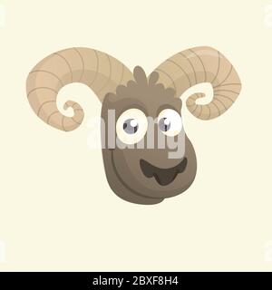 Cartoon sheep icon. Vector illustration of a lamb head. Great for print, sticker, banner or emblem. Isolated on white Stock Vector