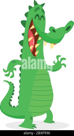 Funny cartoon crocodile alligator. Vector illustration. Design for print, mascot or children book illustration Stock Vector