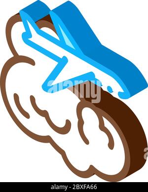 plane flies in clouds isometric icon vector illustration Stock Vector