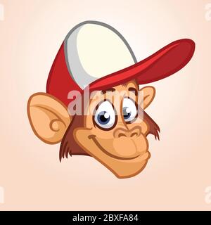 Cartoon monkey. Vector happy monkey head icon. Illustration isolated Stock Vector