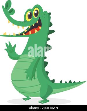 Funny cartoon crocodile alligator. Vector illustration. Design for print, mascot or children book illustration Stock Vector