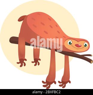 Cartoon sloth animal, Vector animal illustration. Stock Vector
