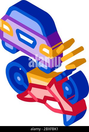 motorcycle hit by car isometric icon vector illustration Stock Vector