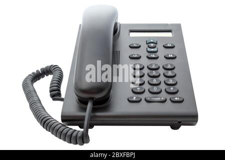 Voice over IP phone with LCD display with a clipping path on an isolated background Stock Photo