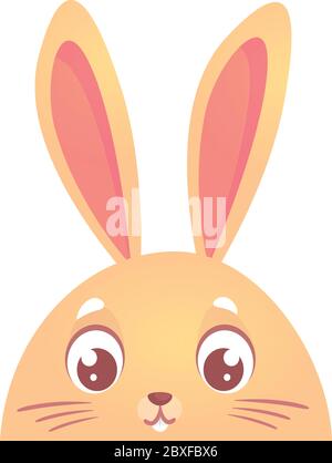 Cute cartoon rabbit. Farm animals. Vector illustration of a Easter holiday bunny face. Easter design Stock Vector