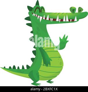 Cartoon crocodile. Vector raptor character icon Stock Vector