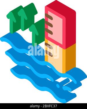 increase in water temperature isometric icon vector illustration Stock Vector
