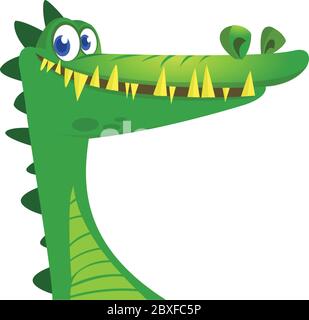 Cartoon crocodile. Vector character icon isolated on white Stock Vector