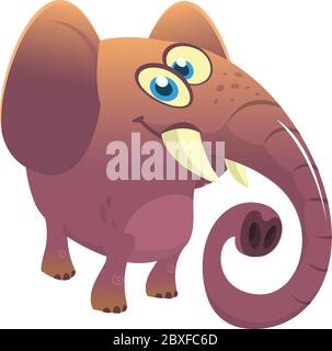 Cartoon cute elephant. Vector illustration or icon isolated Stock Vector
