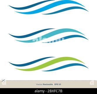 Set of Colorful Waves Swoosh Vector Logo Template Illustration Design. Vector EPS 10. Stock Vector
