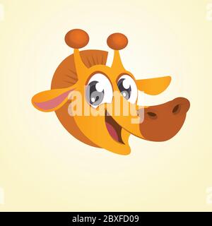 Cartoon giraffe head icon. Flat Bright Color Simplified Vector Illustration In Fun Cartoon Style Design Stock Vector