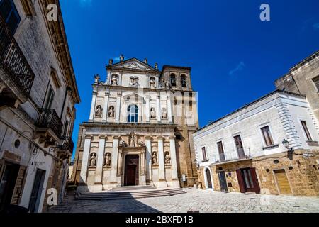 The old church of St. Anna, Mesagne. Puglia, Italy under the clear blue sky of a sunny summer day, travel photography, street view Stock Photo