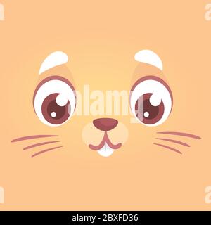 Happy cartoon rabbit face. Vector illustration of a Easter bunny avatar. Easter design Stock Vector