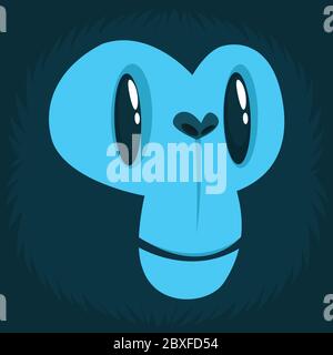 Cartoon monkey face avatar. Vector illustration of smiling monkey avatar character Stock Vector