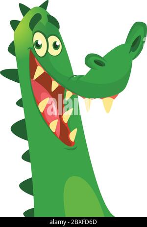 Cartoon crocodile. Vector character icon isolated on white Stock Vector
