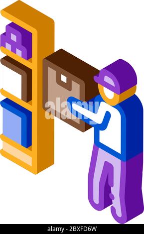 man restocking in cellar icon vector outline illustration Stock Vector ...