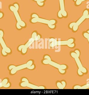 Bone for Dog on Seamless pattern for banner, web site or wrapping paper. Vector Texture illustration of repeat orange design. Stock Vector