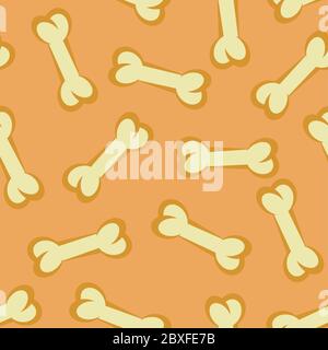 Bone for Dog on Seamless pattern for banner, web site or wrapping paper. Vector Texture illustration of repeat orange design. Stock Vector