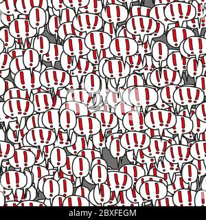 Exclamation Mark Comic Speech Bubbles Seamless Pattern on Gray Stock Vector