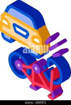 bike and car accident isometric icon vector illustration Stock Vector