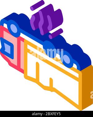 inverted car accident isometric icon vector illustration Stock Vector