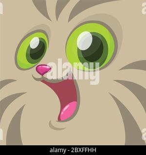 Vector cartoon image of a gray cat face. Vector cat head avatar Stock Vector