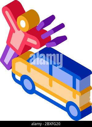 pedestrian hit by car isometric icon vector illustration Stock Vector