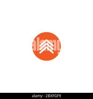 white thin arrows up in red circle icon. swipe up button. Isolated on white. Upload, scroll icon. Upgrade, speed up sign. North pointing arrow. Stock Vector