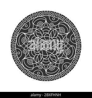 Circular pattern, filled silhouette. Vector illustration isolated on white background, flat design. Stock Vector