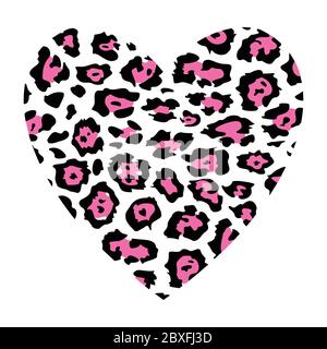 t-shirt design with vector illustration of a pink animal print heart Stock Vector