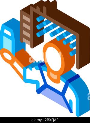 farm milk worker isometric icon vector illustration Stock Vector