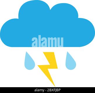 Cloud rain thunderstorm icon flat vector illustration for infographic, website or app isolated isolated on white eps 10 Stock Vector
