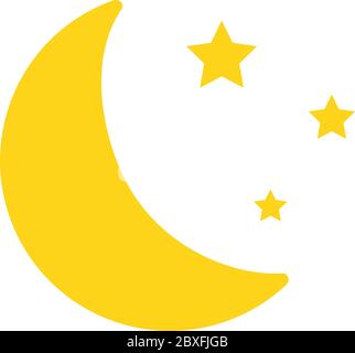 Moon icon and flat stars isolated on white background vector illustration Stock Vector