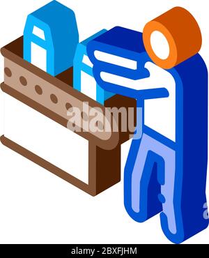 farm milk convector worker isometric icon vector illustration Stock Vector